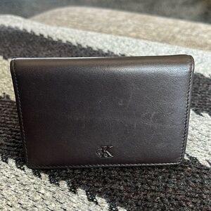 Calvin Klein brown leather bifold wallet ID holder
